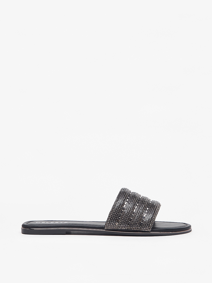 Embellished Slip-On Slide Sandals