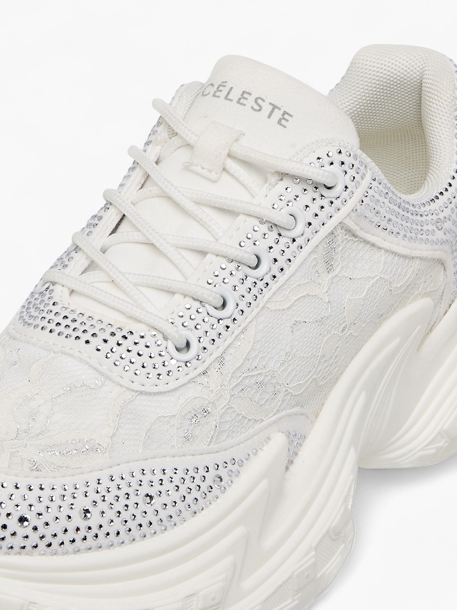 Embellished Sneakers with Lace-Up Closure
