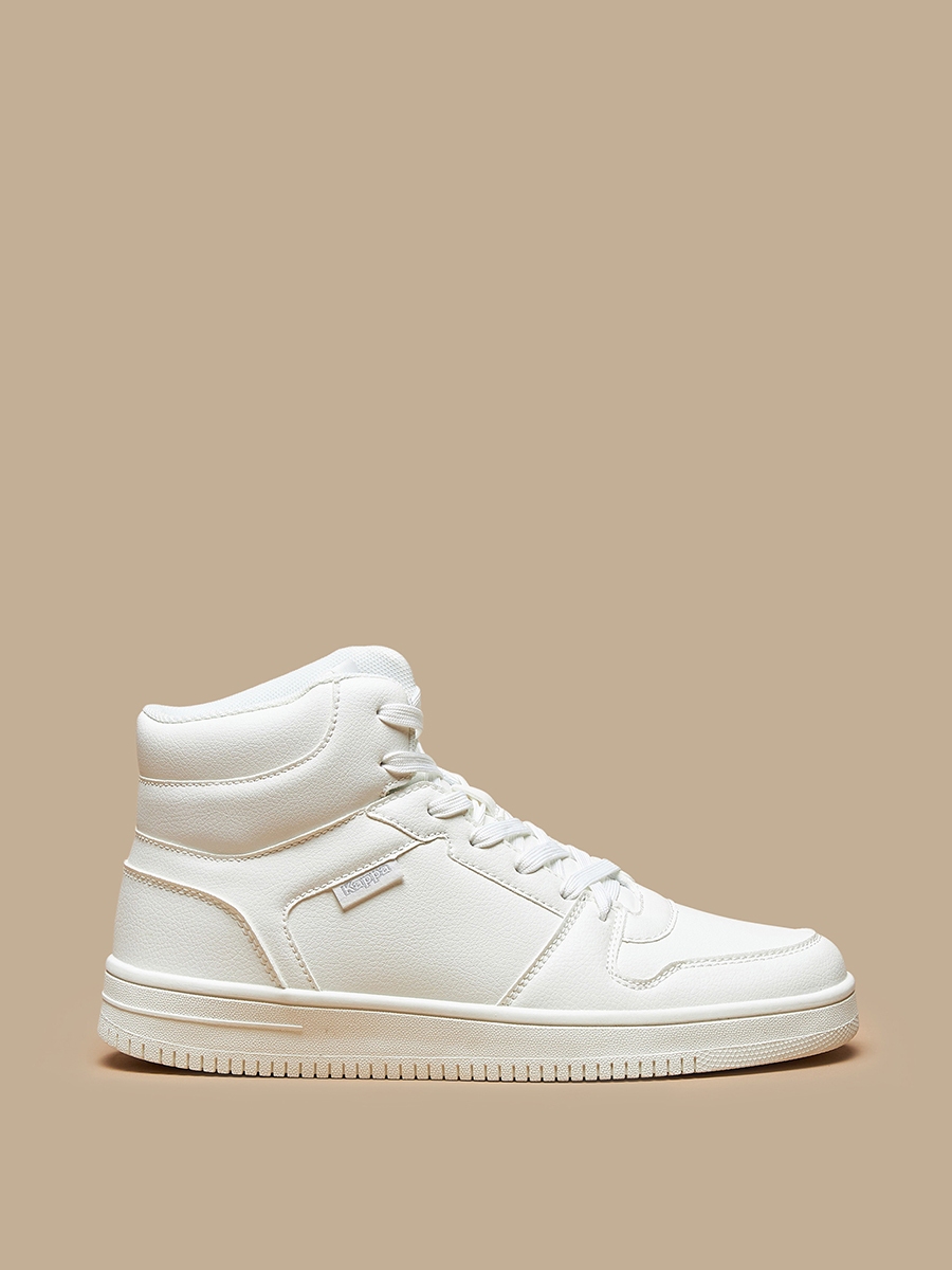 Solid High-Top Lightweight Sneakers with Lace-Up Closure