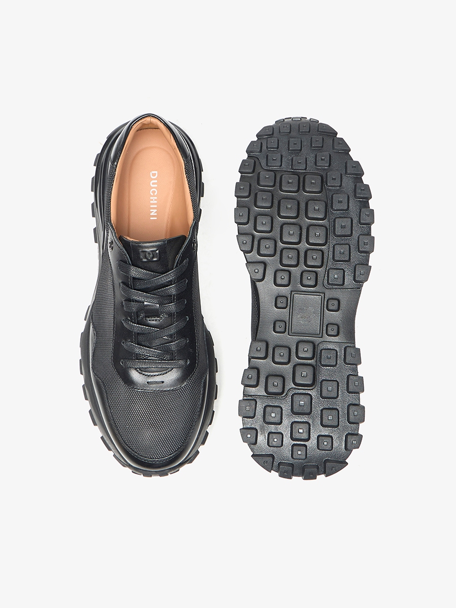 Textured Lace-Up Low Ankle Sneakers