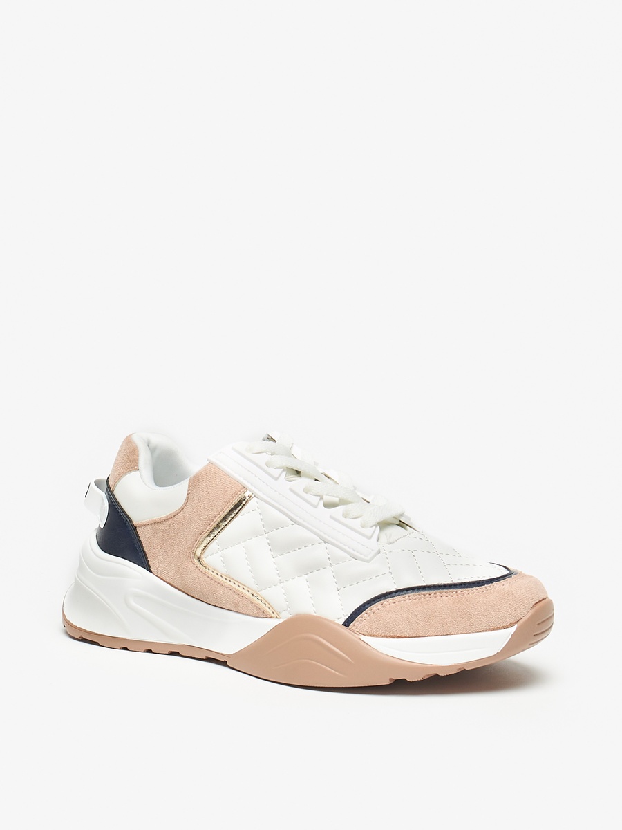 Quilted Low Ankle Sneakers with Lace-Up Closure