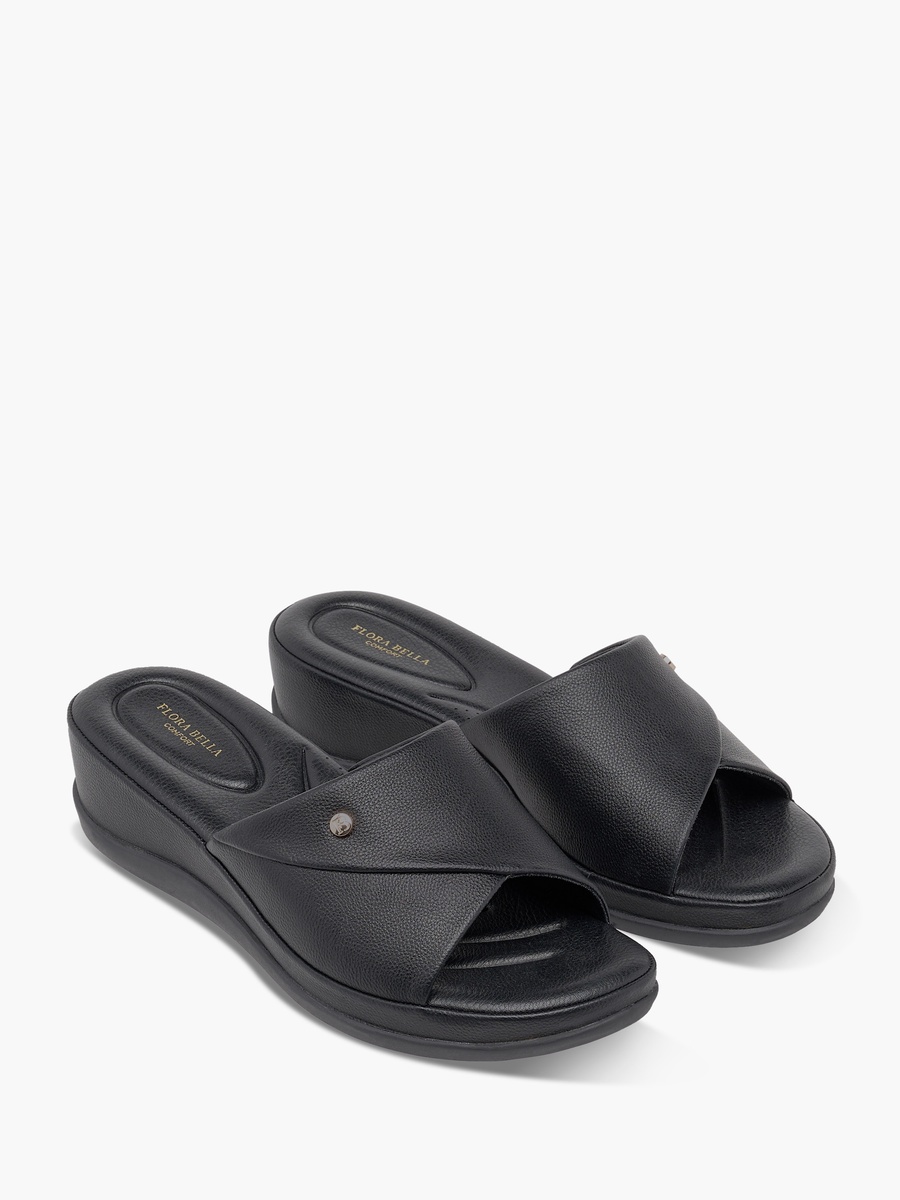 Monogram Print Slip-On Sandals with Wedge Heels