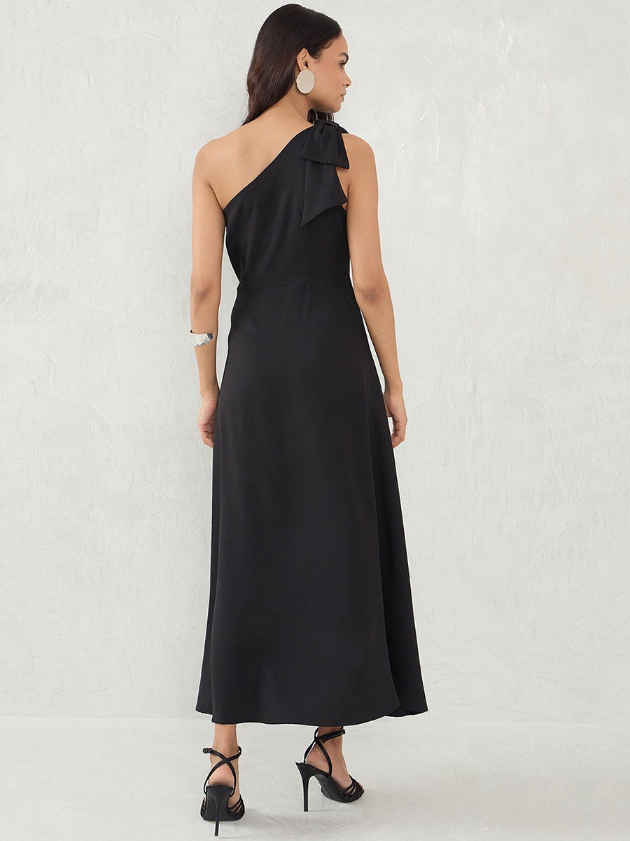 Halter Neck A-Line Maxi Dress with Side Slit For Women at Saudi