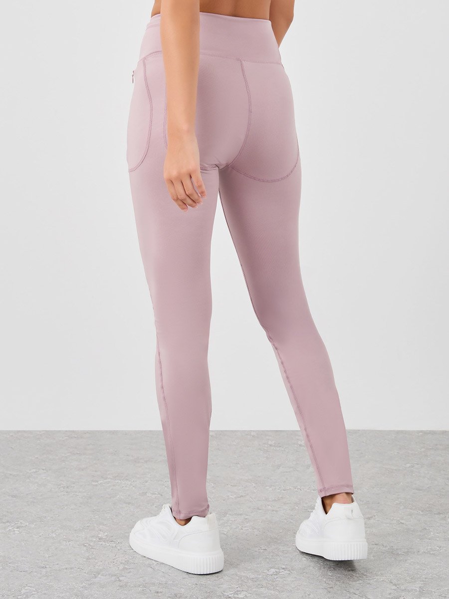 Broad Waistband Zipper Pocket Leggings