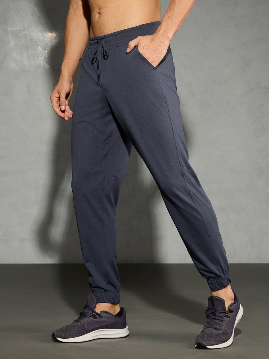 Solid Stretch Joggers with Drawstring