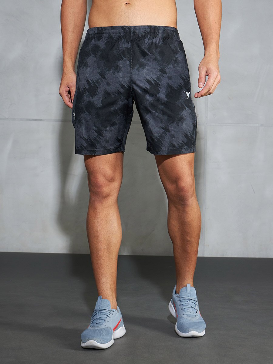 Solid 2-Way Stretch Tie-Dye Print Shorts