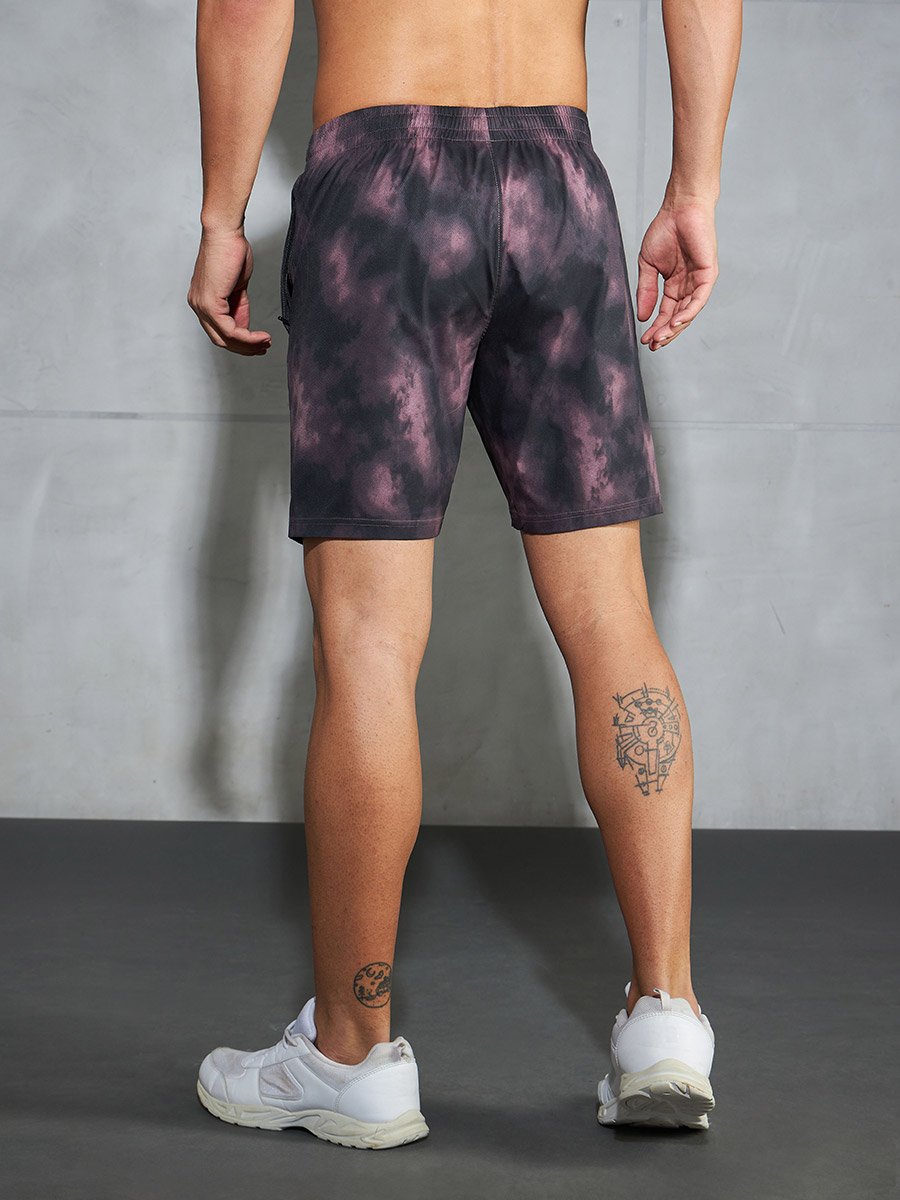 Solid 2-Way Stretch Tie-Dye Print Shorts