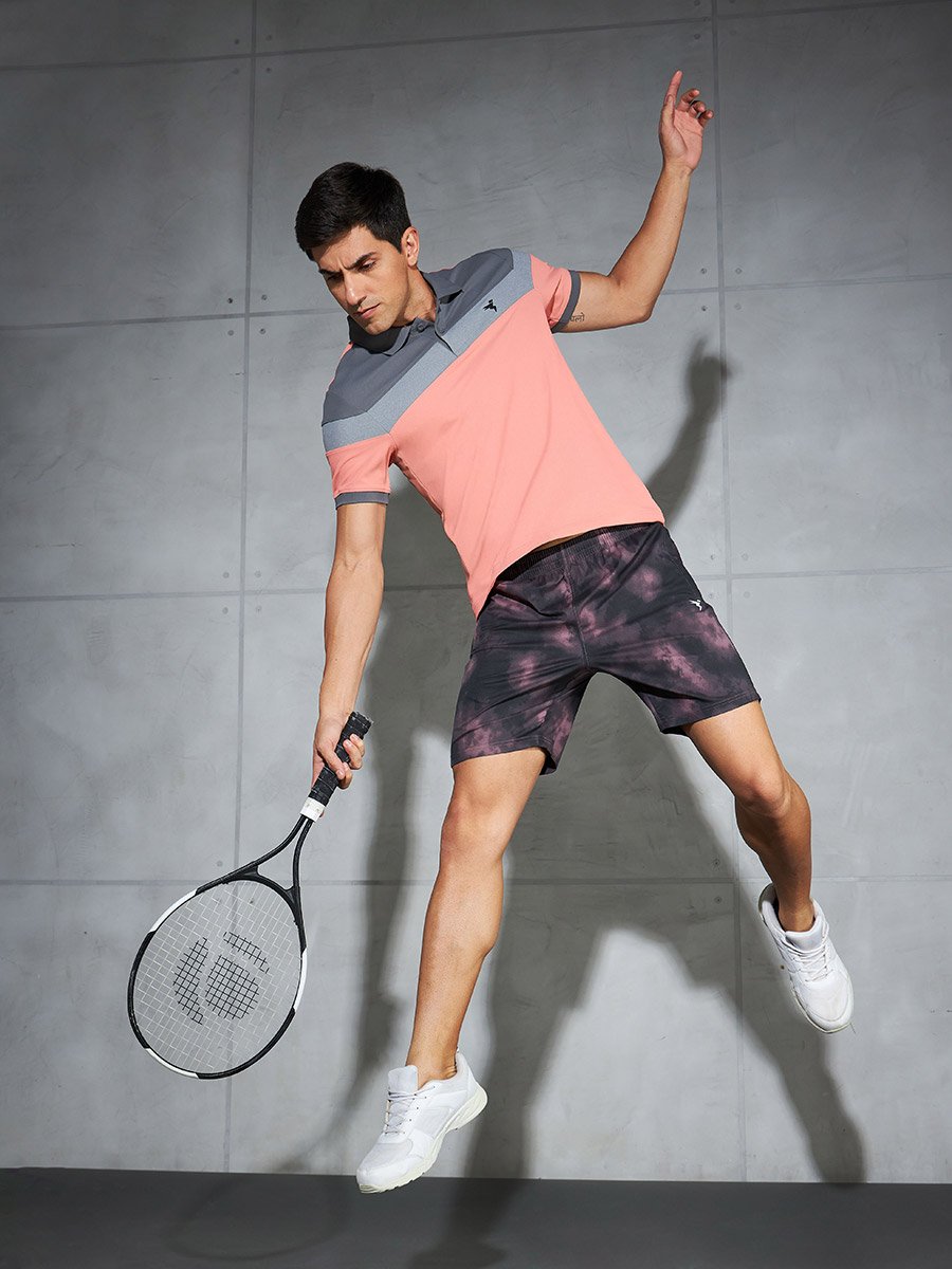 Solid 2-Way Stretch Tie-Dye Print Shorts
