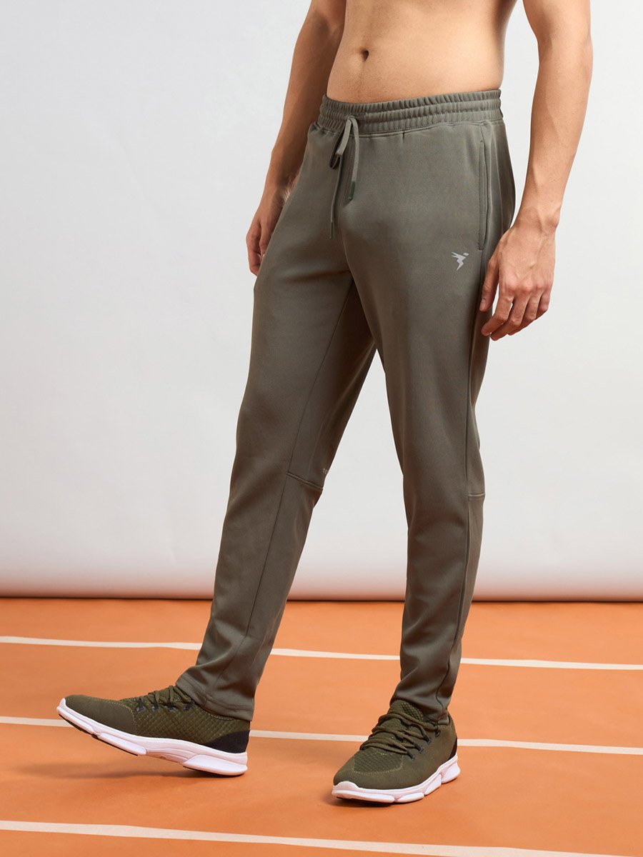 Men Green Solid 4-Way Stretch Track Pants