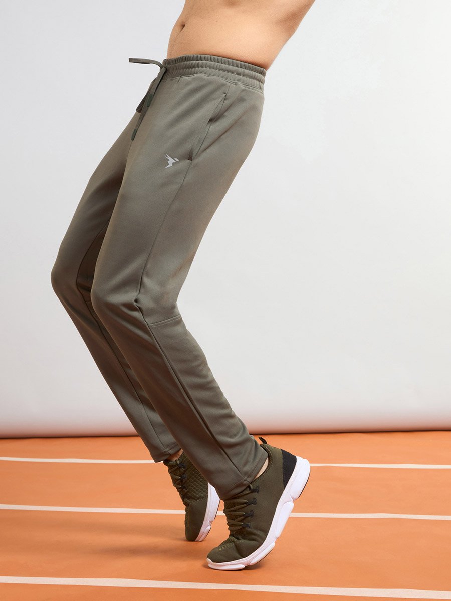 Men Green Solid 4-Way Stretch Track Pants