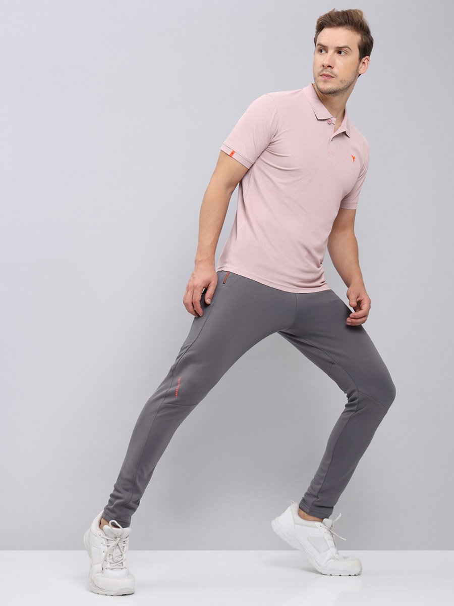 Men Grey Solid Elasticated Waistband Track Pants