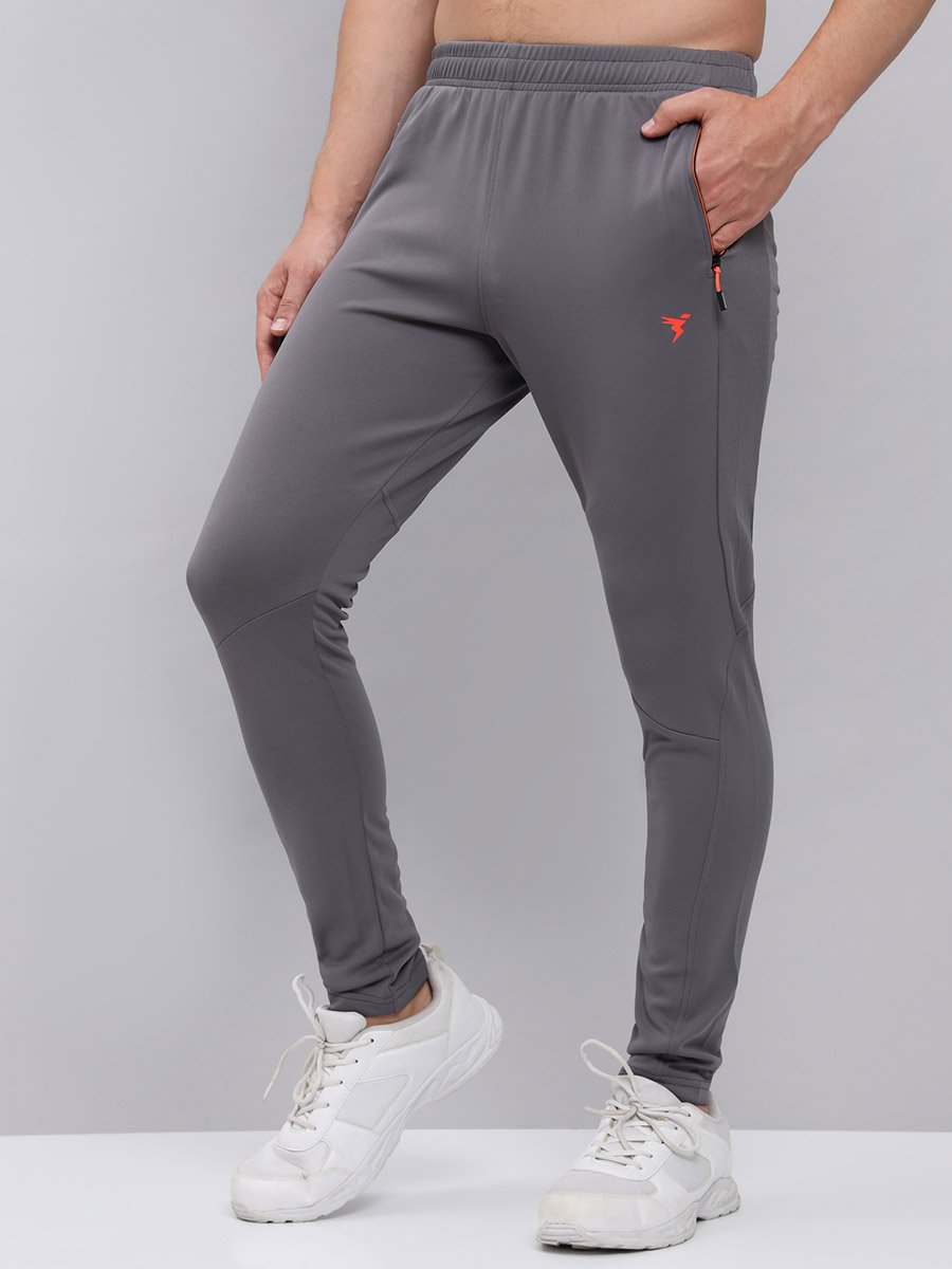 Men Grey Solid Elasticated Waistband Track Pants
