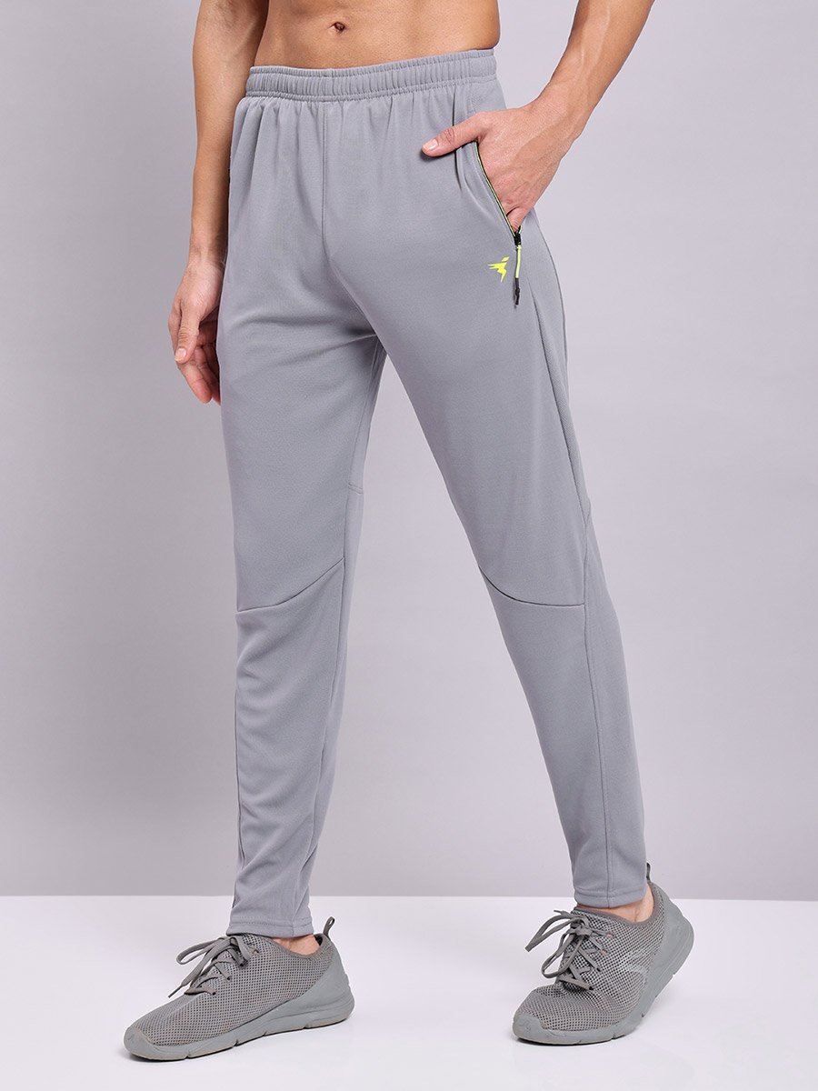 Men Grey Solid Elasticated Waistband Track Pants