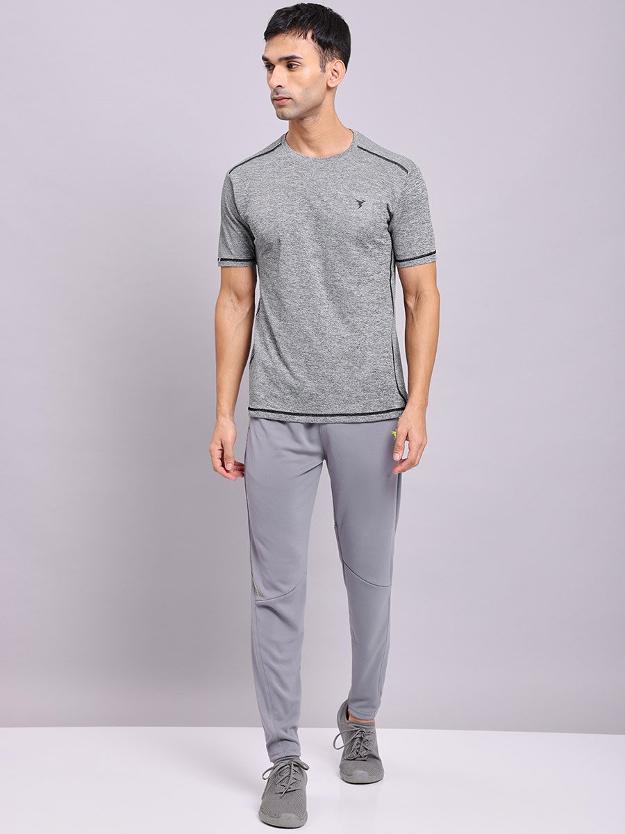 Men Grey Solid Elasticated Waistband Track Pants