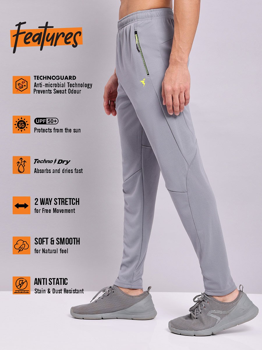 Men Grey Solid Elasticated Waistband Track Pants