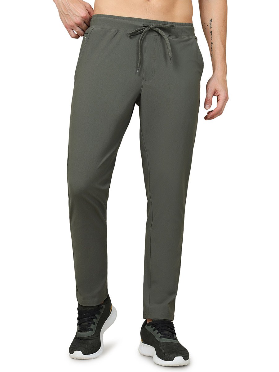 Men Solid 4-Way Stretch Track Pants