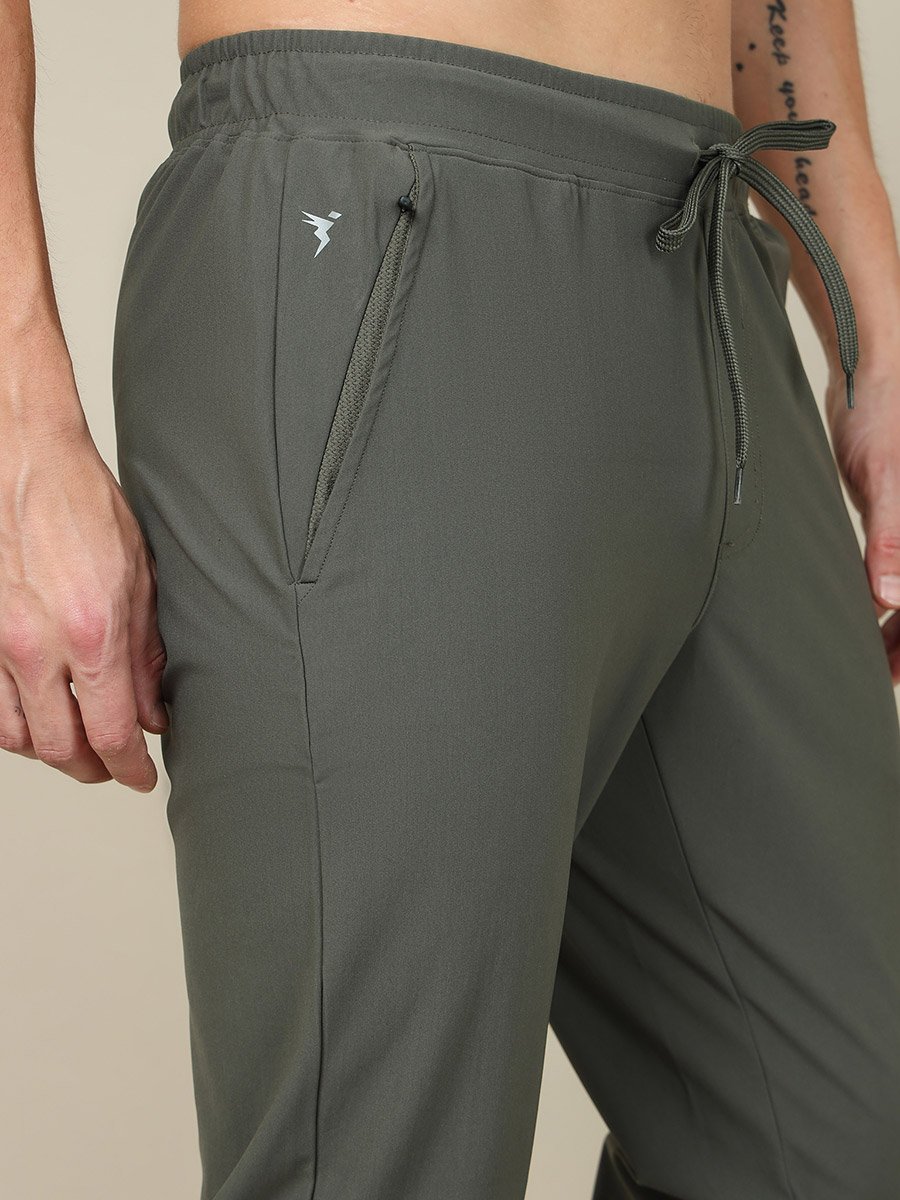 Men Solid 4-Way Stretch Track Pants