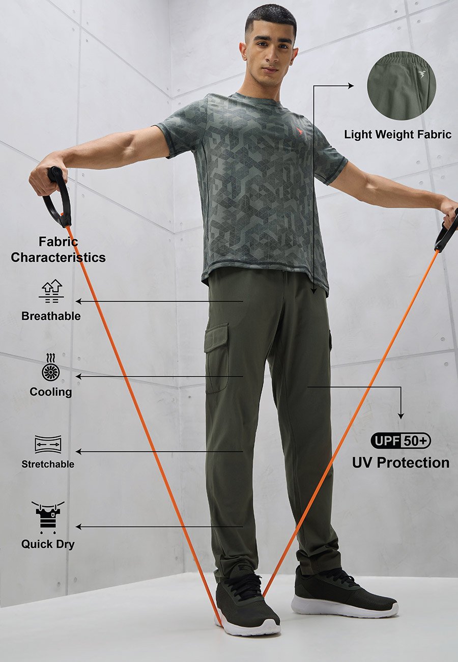 Solid 4-Way Stretch Cargo Pants