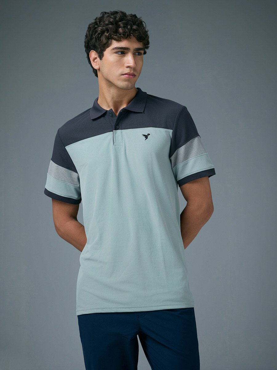 Men Slim Fit Color Block Pique Polo