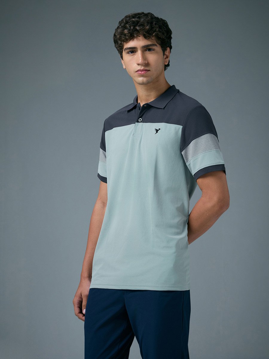 Men Slim Fit Color Block Pique Polo