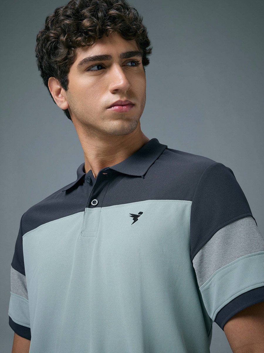 Men Slim Fit Color Block Pique Polo
