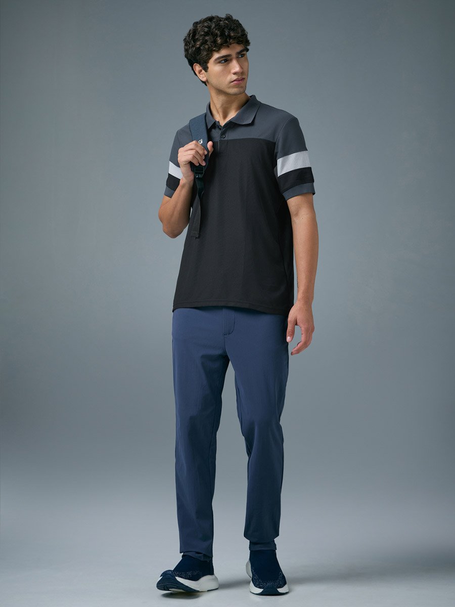 Men Slim Fit Color Block Pique Polo