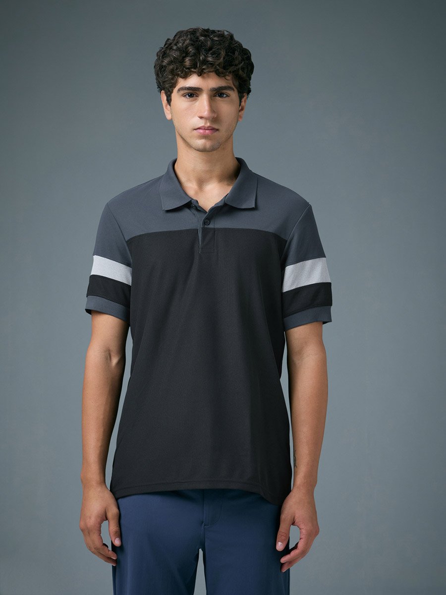 Men Slim Fit Color Block Pique Polo