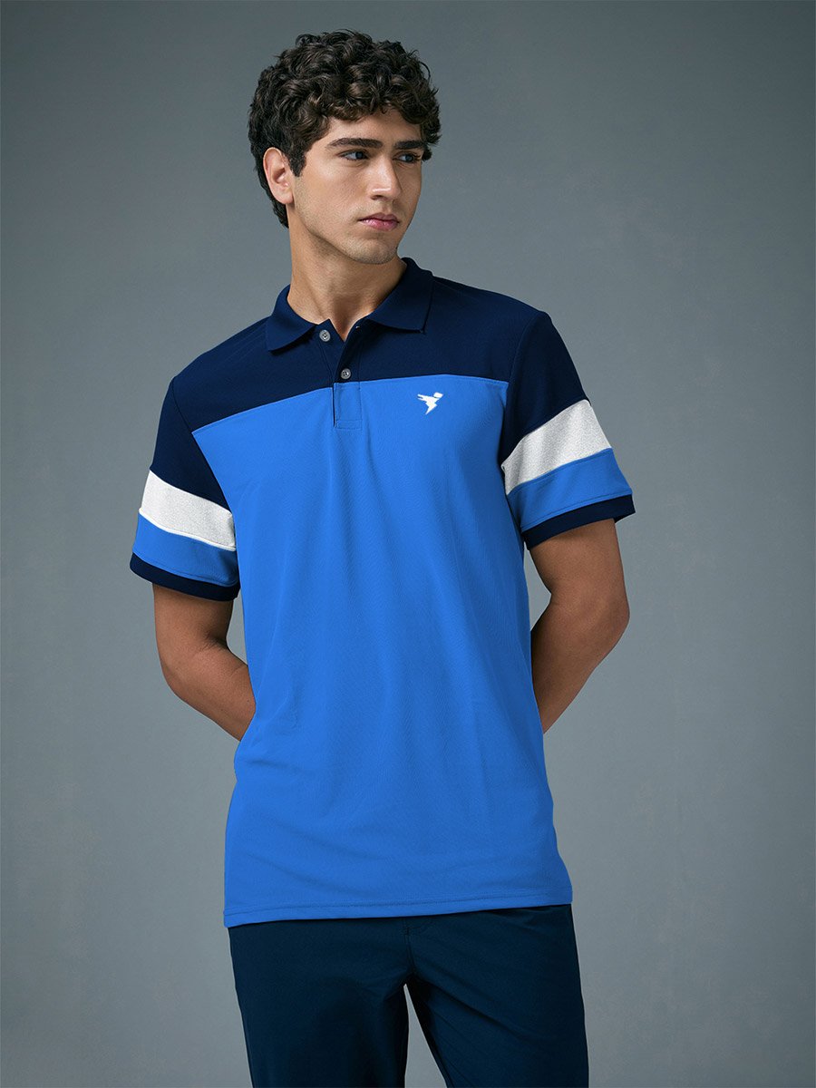Men Slim Fit Color Block Pique Polo