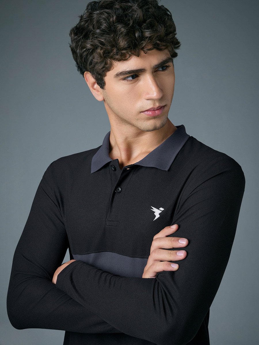 Men Slim Fit Contrast Panel Polo