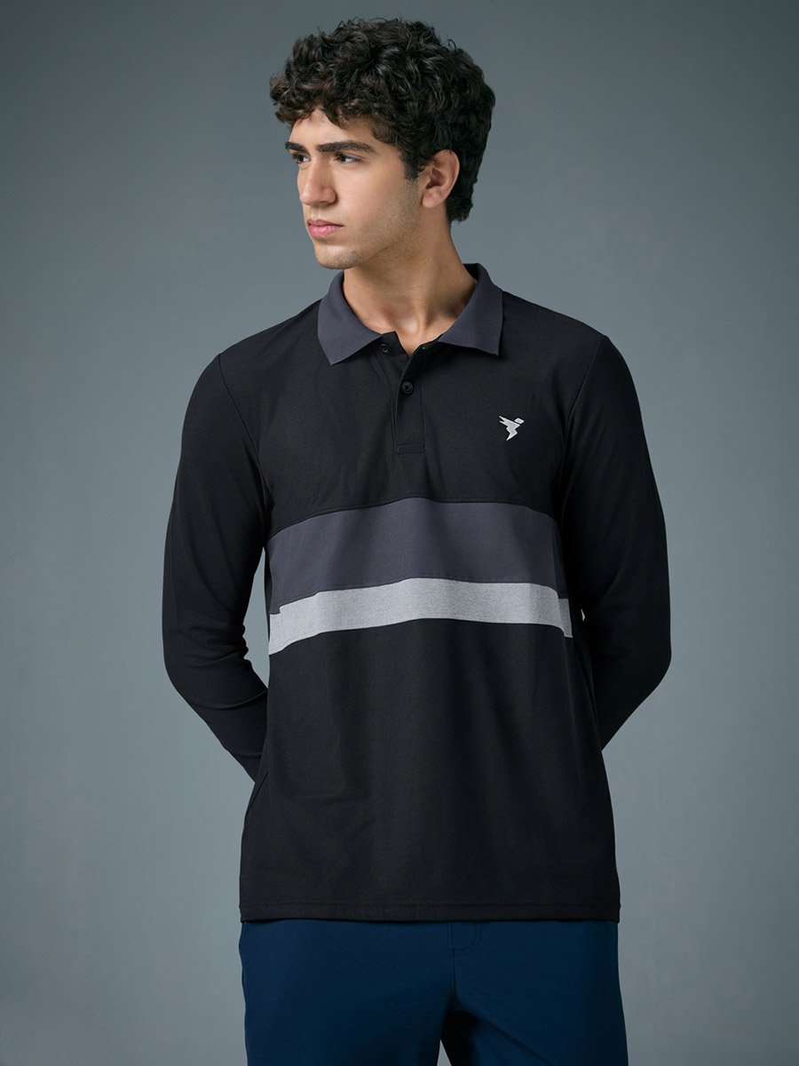 Men Slim Fit Contrast Panel Polo
