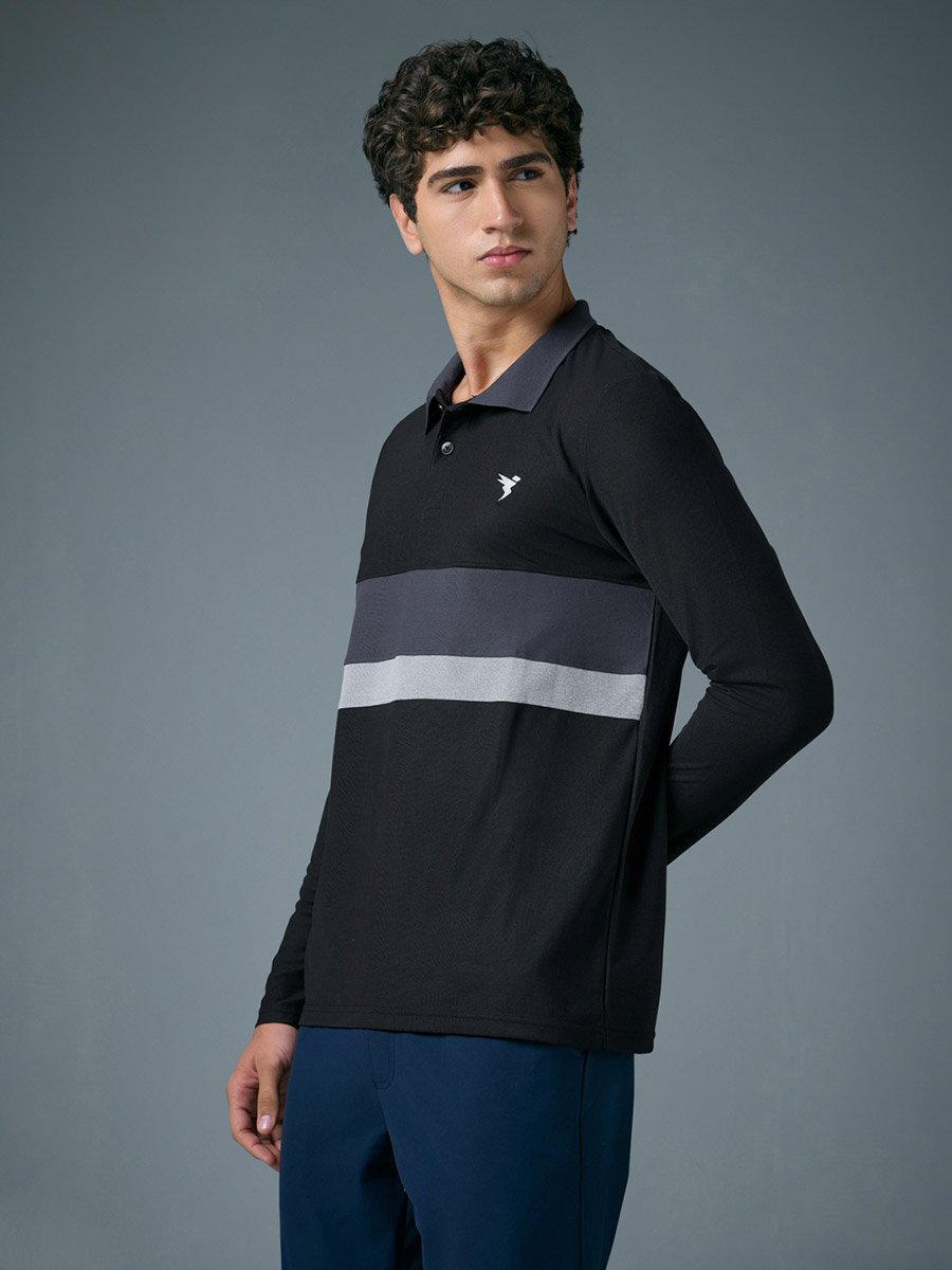 Men Slim Fit Contrast Panel Polo