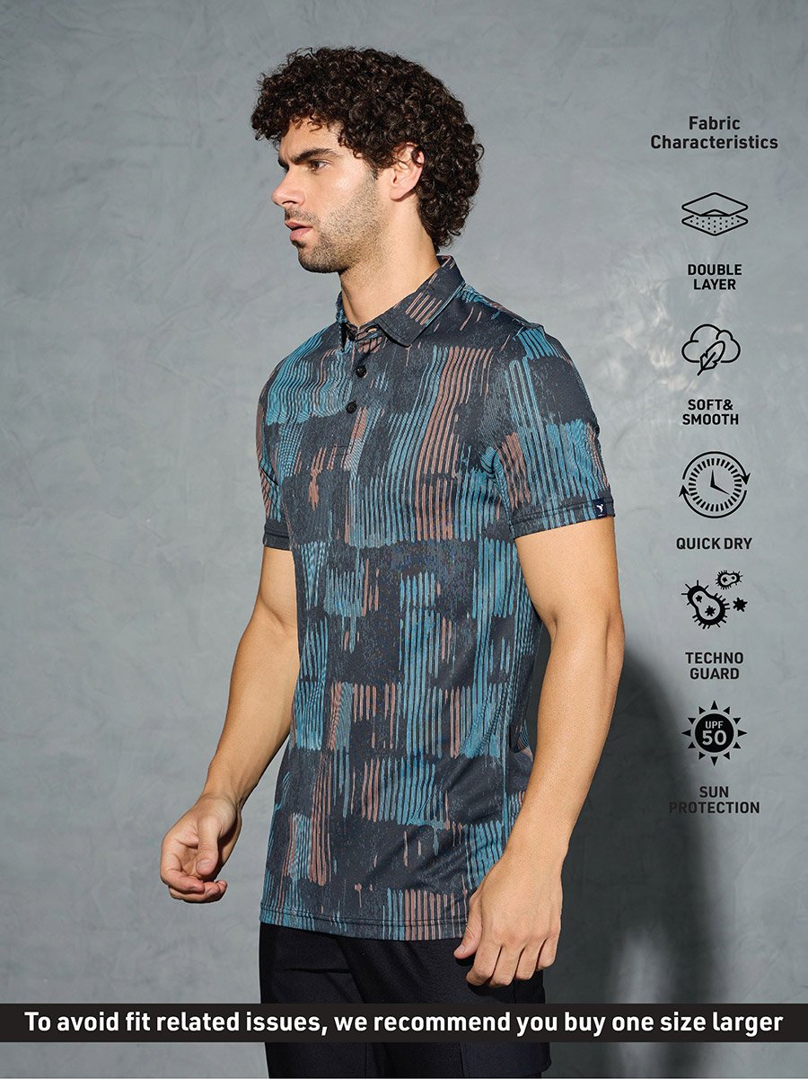 Men All Over Print Slim Fit Polo
