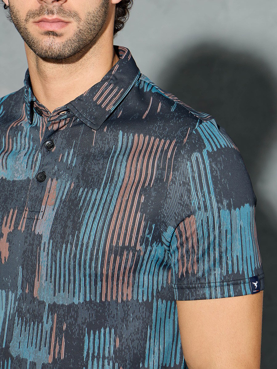 Men All Over Print Slim Fit Polo