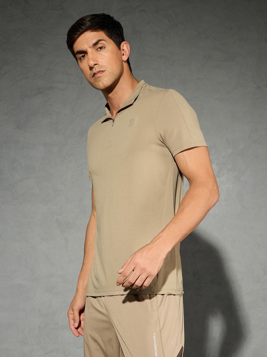Solid Short Sleeve Stretch Polo T-Shirt