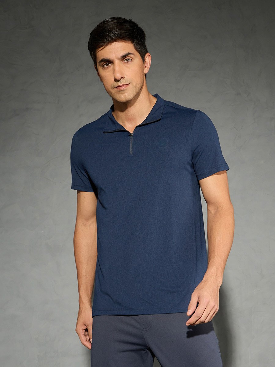 Solid Short Sleeve Stretch Polo T-Shirt