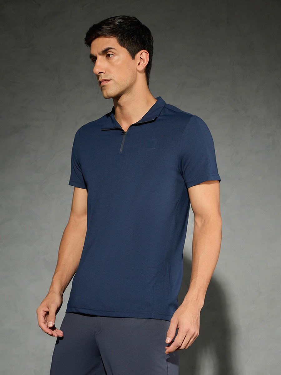 Solid Short Sleeve Stretch Polo T-Shirt