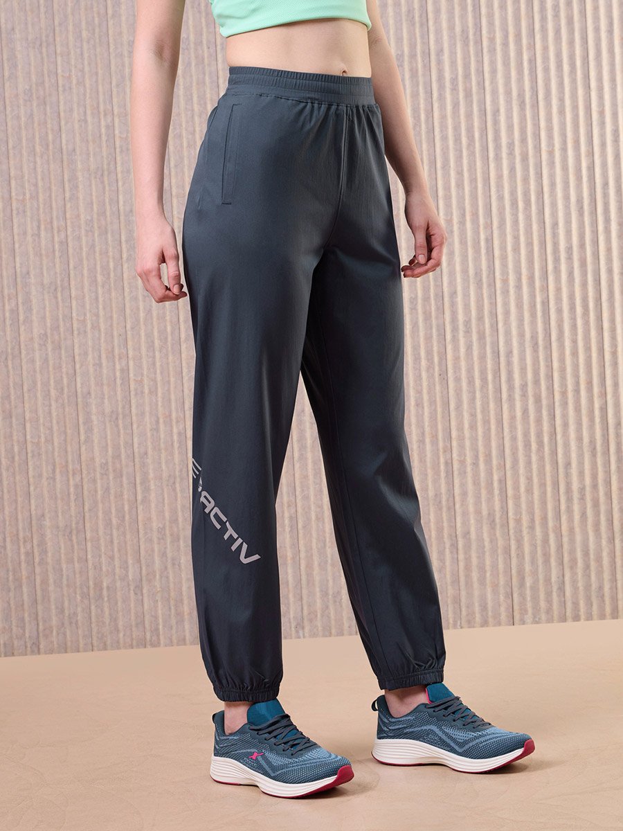 Women Grey Solid 2-Way Stretch Joggers