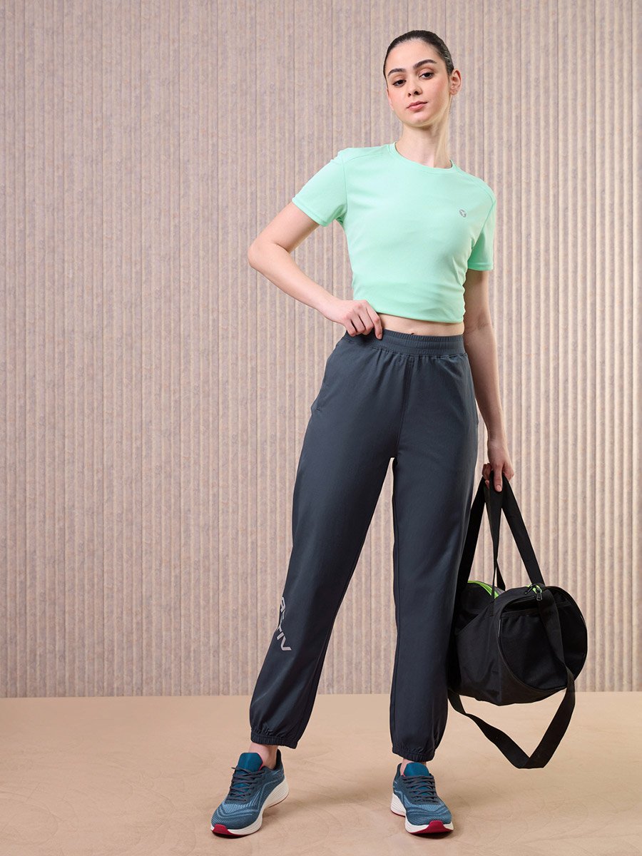 Women Grey Solid 2-Way Stretch Joggers