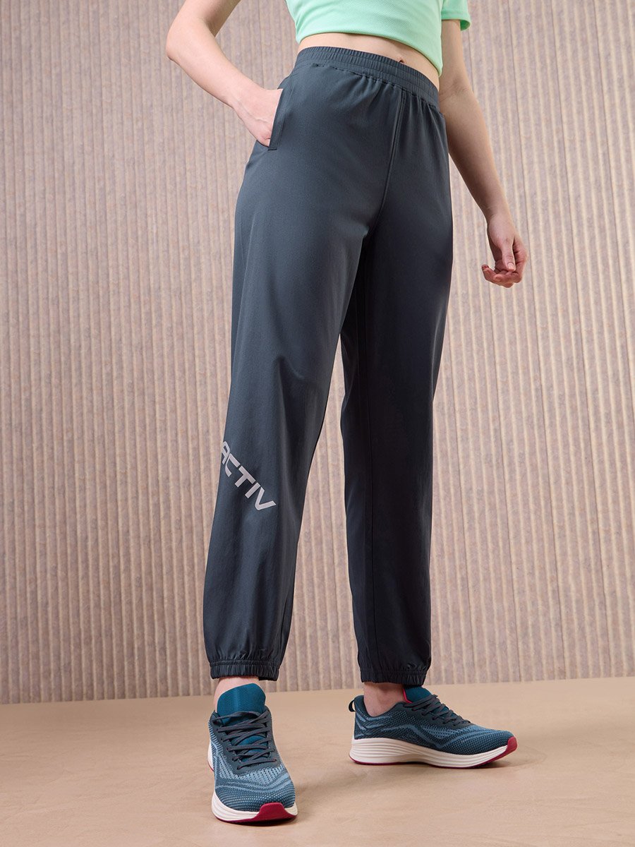Women Grey Solid 2-Way Stretch Joggers