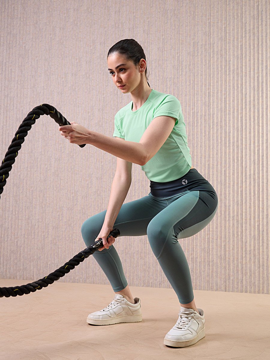 Women Color Block 4-Way Stretch Leggings