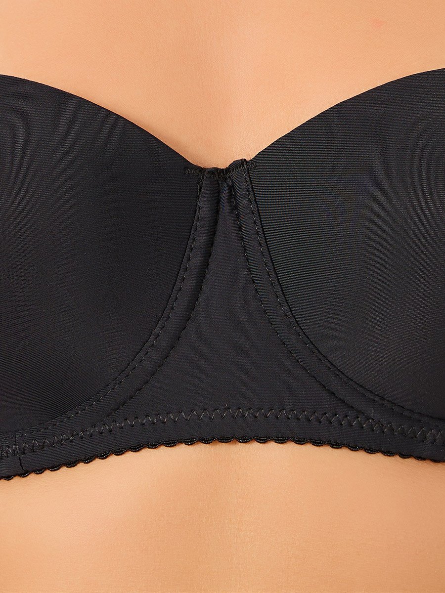 Solid Strapless Padded Wired Bandeau Bra