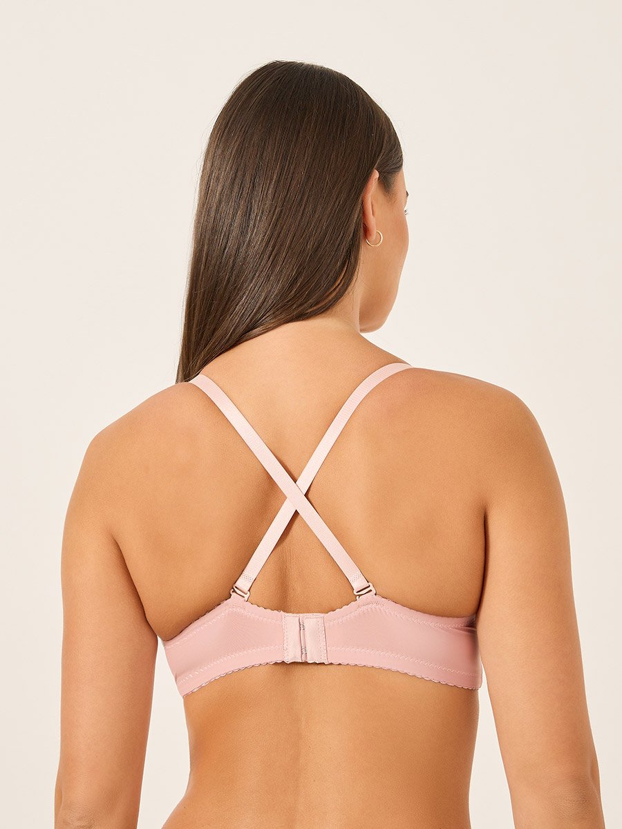 Solid Lace and Bow Detail Padded Wired Push Up Bra