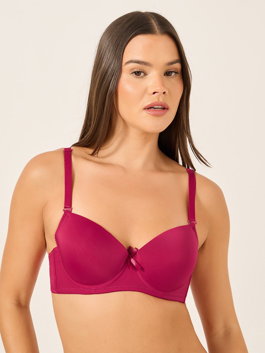 Solid Padded Wired Bra and Bikini Briefs Set