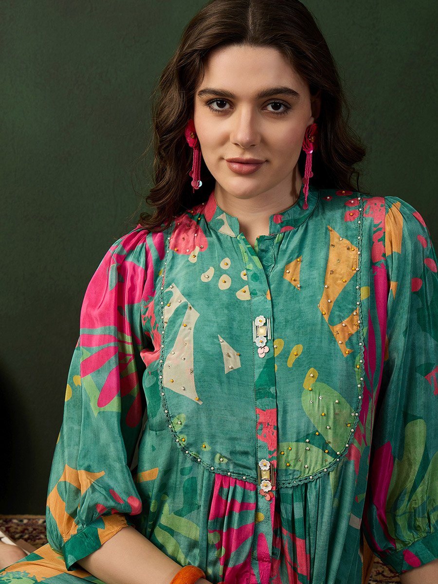 Printed A-Line Ethnic Knee-Length Dress