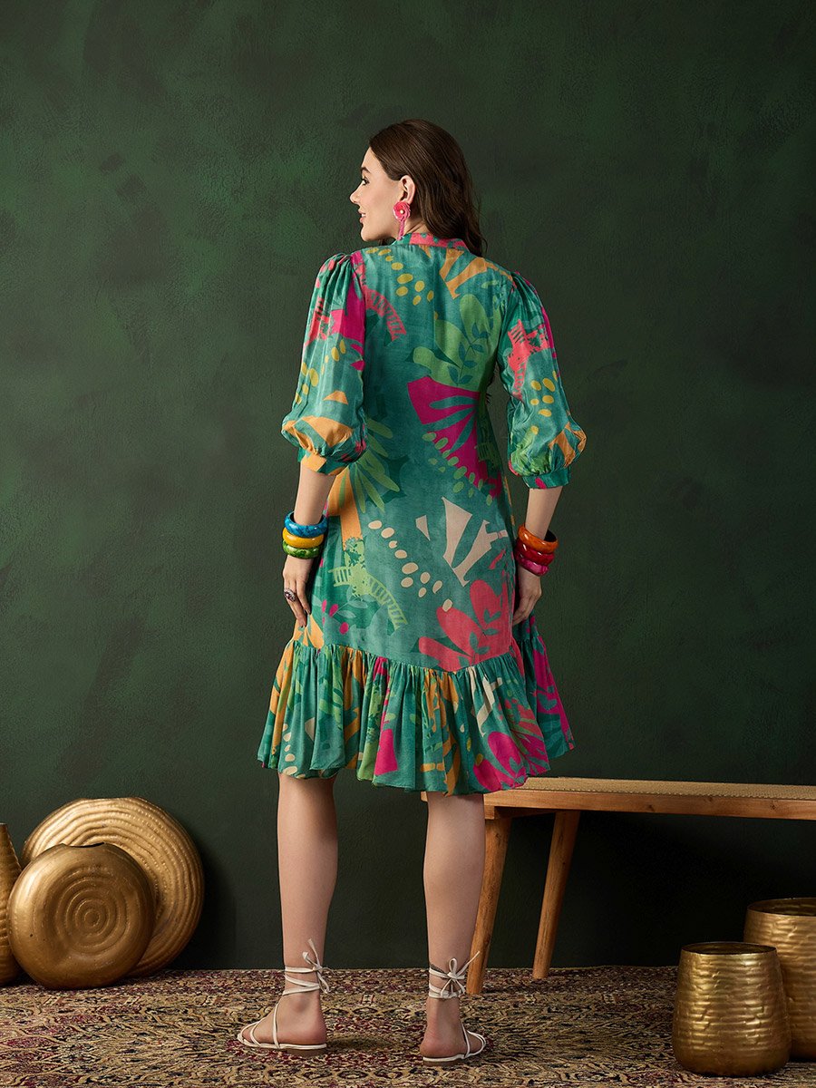 Printed A-Line Ethnic Knee-Length Dress