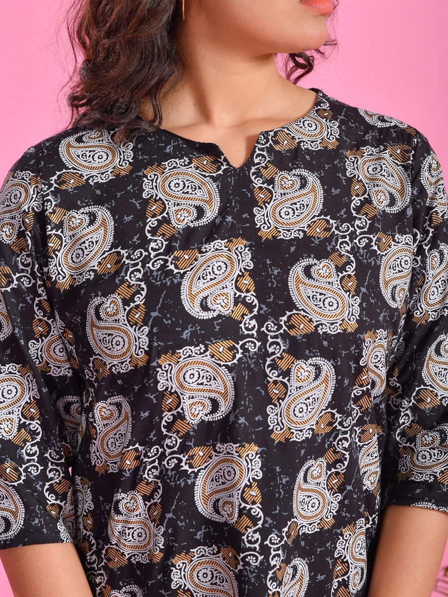 Printed Notch Neck Top and Pyjama Set