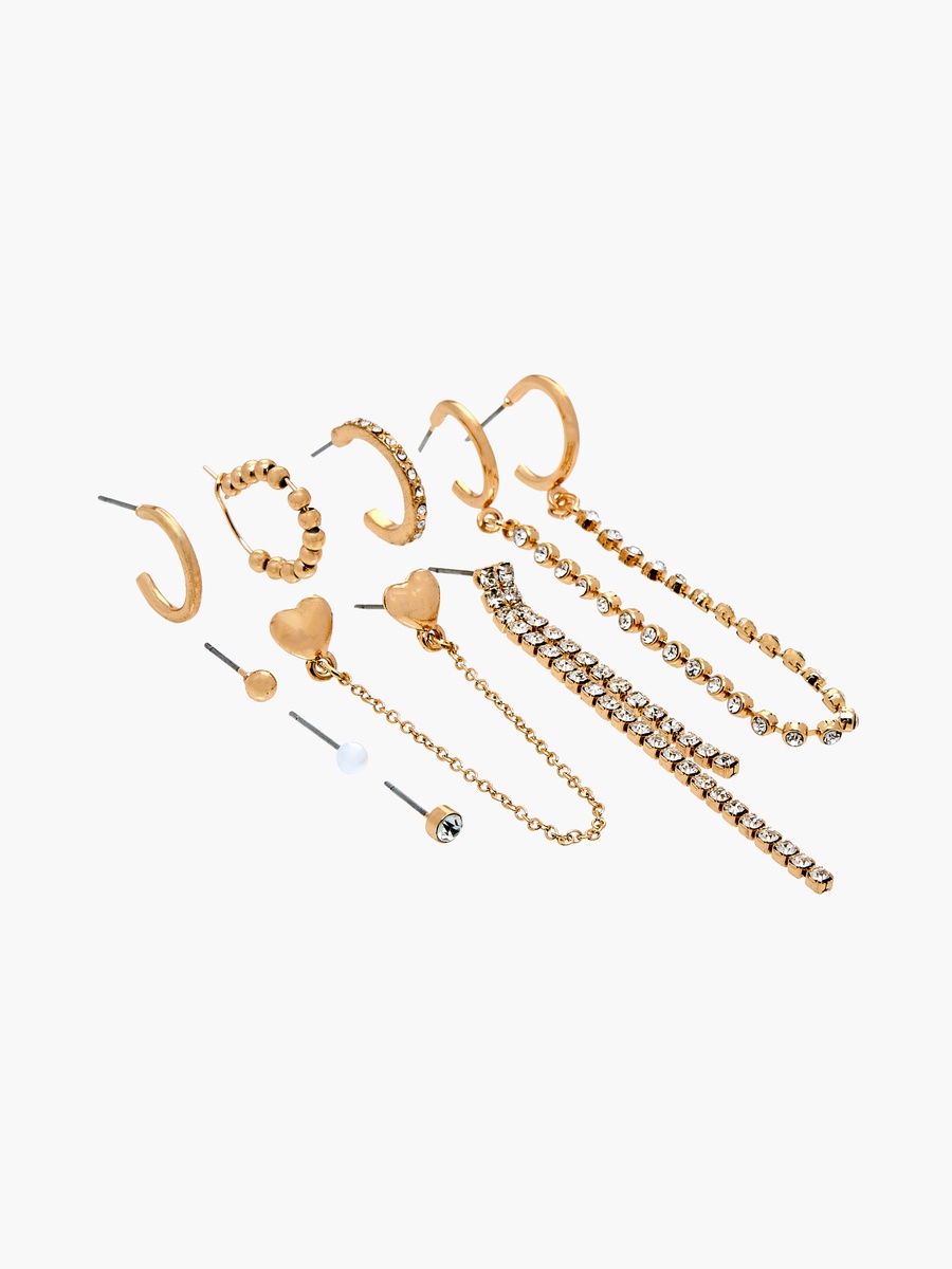 Embellished Earrings with Pushback Closure - Set of 9