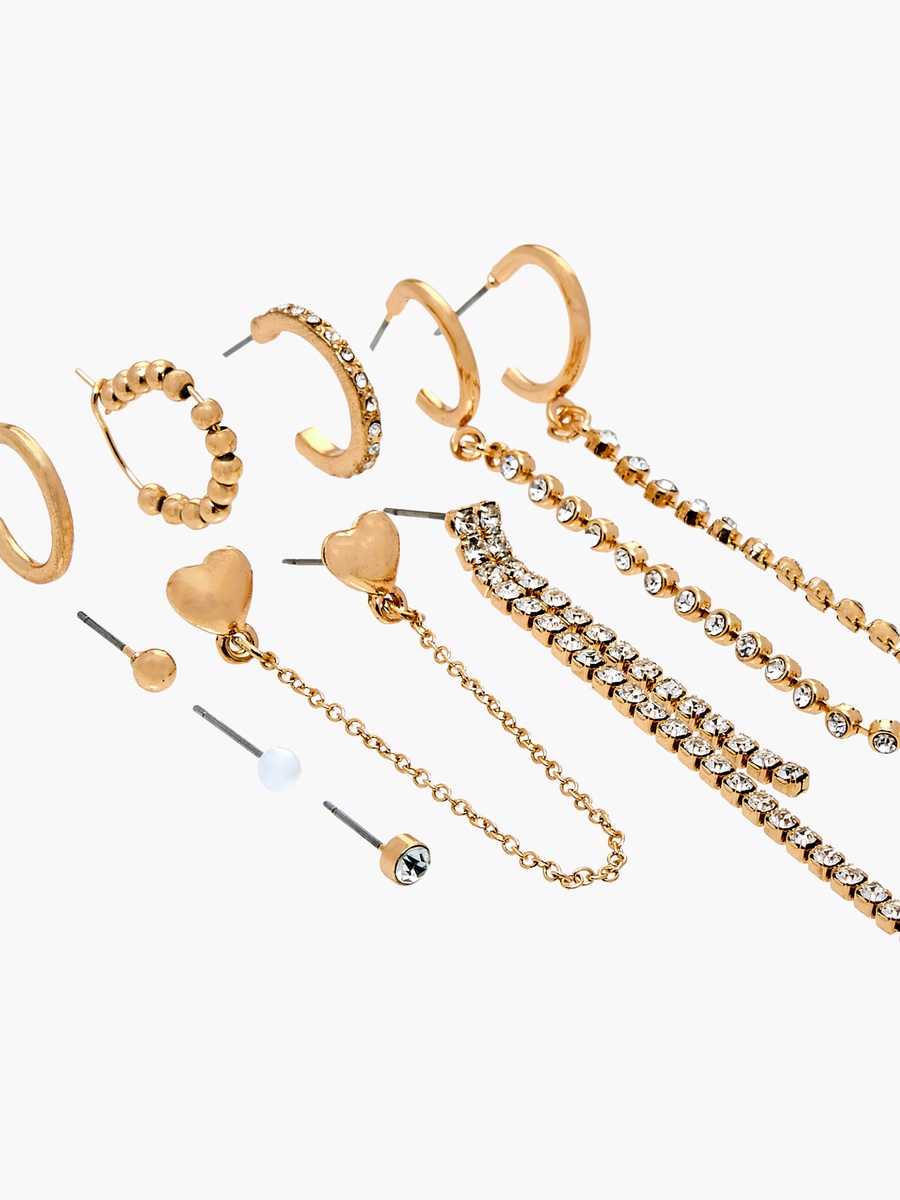 Embellished Earrings with Pushback Closure - Set of 9