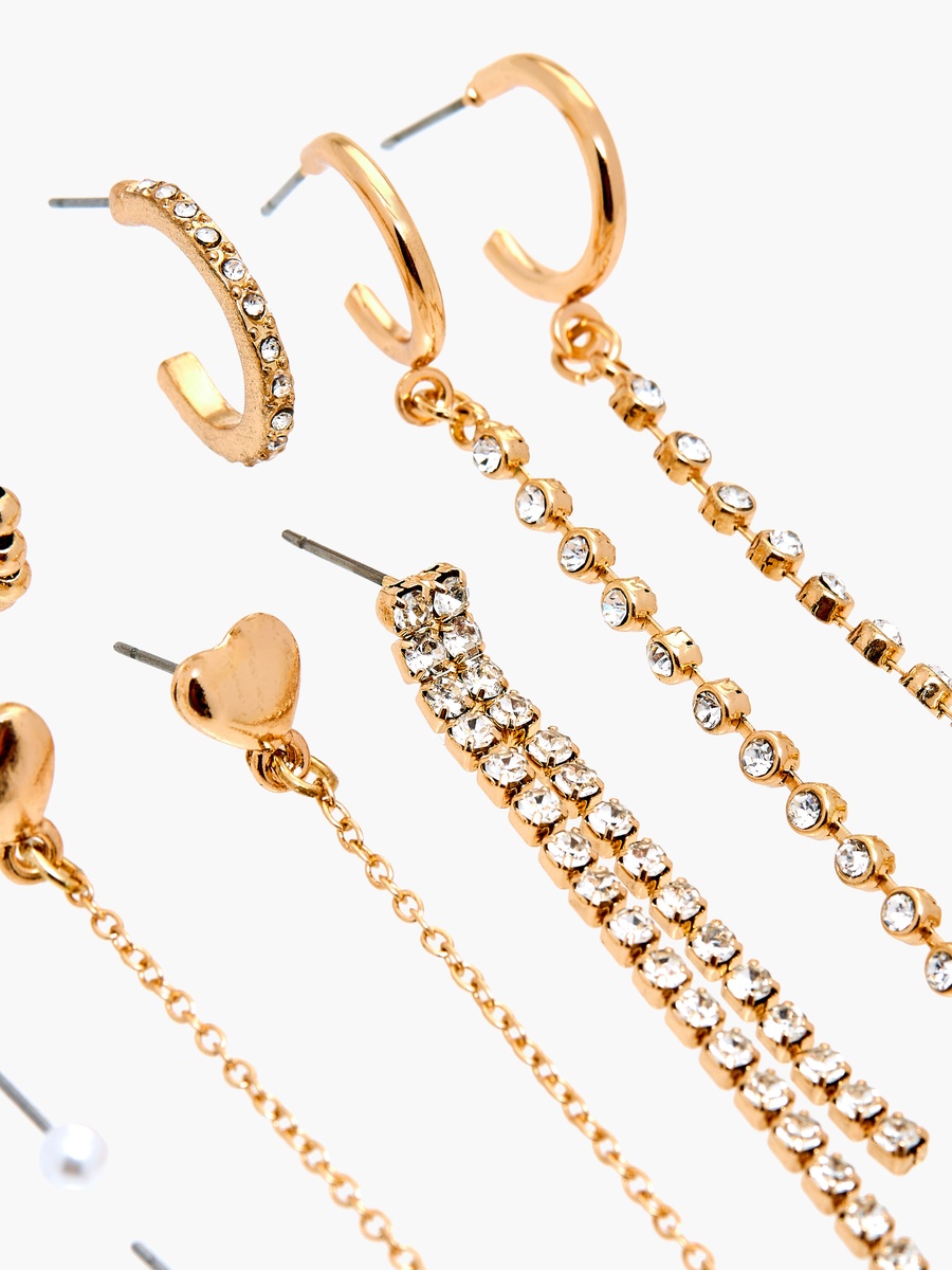 Embellished Earrings with Pushback Closure - Set of 9
