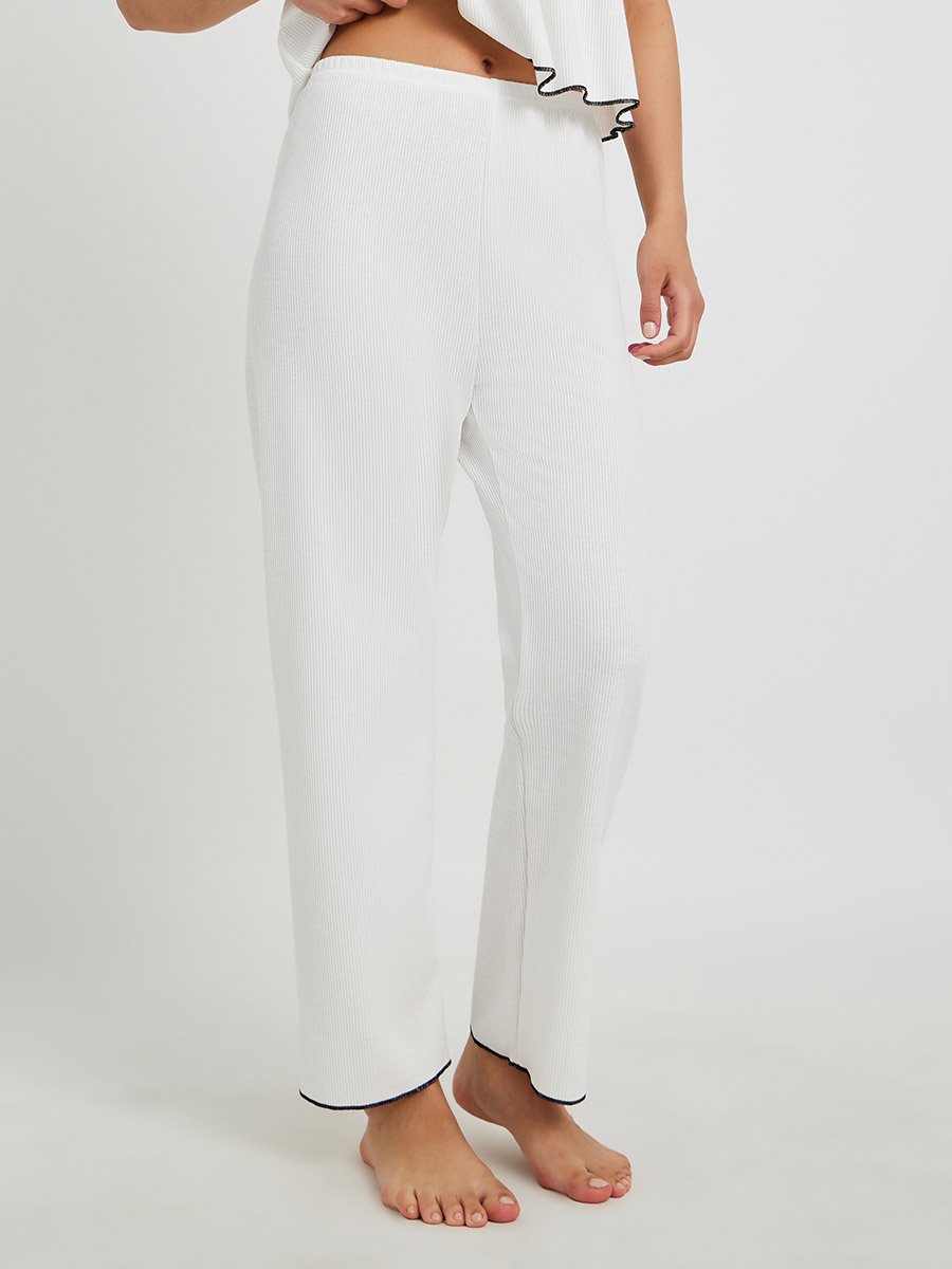 Square Neck Lace Detail T-Shirt and Pyjama Set